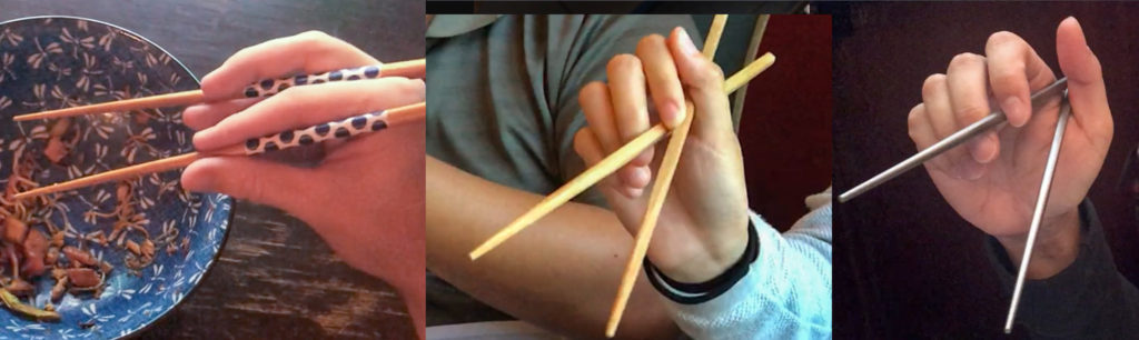 Chopsticks Marcosticks - Beetle Mandibles Grip - u/luqpul - compared to Scissorhand and Dangling Stick - open posture - DASH_1080_FRD