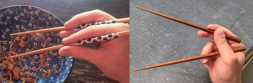 Chopsticks Marcosticks - Beetle Mandibles Grip - u/luqpul -compared to Standard Grip - open posture -DASH_1080_FRD