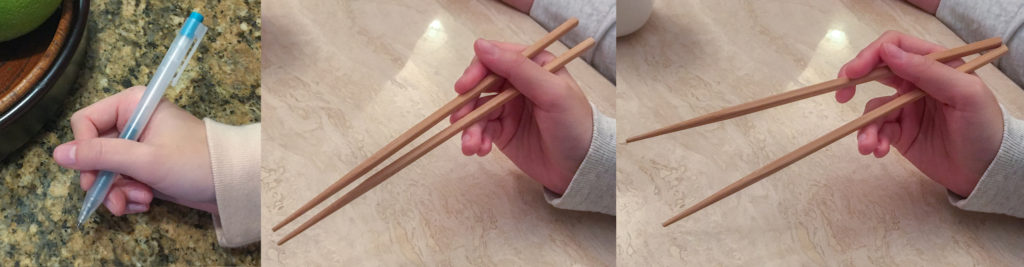 Marcosticks - Pen n chopsticks - Comparison - Idling Thumb grip - Modelusesr - upper side view - IMG_7460-IMG_8519-IMG_8520