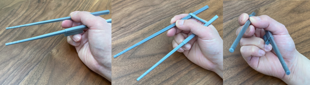3D-printed M20 large training chopsticks with M22 ring finger helper enabling bent thumb - IMG_0922 IMG_0916 IMG_0918