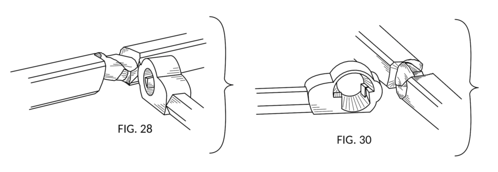 Training Chopsticks Design Patent 2020: FIG28 and FIG30: C-hook and groove exploded views