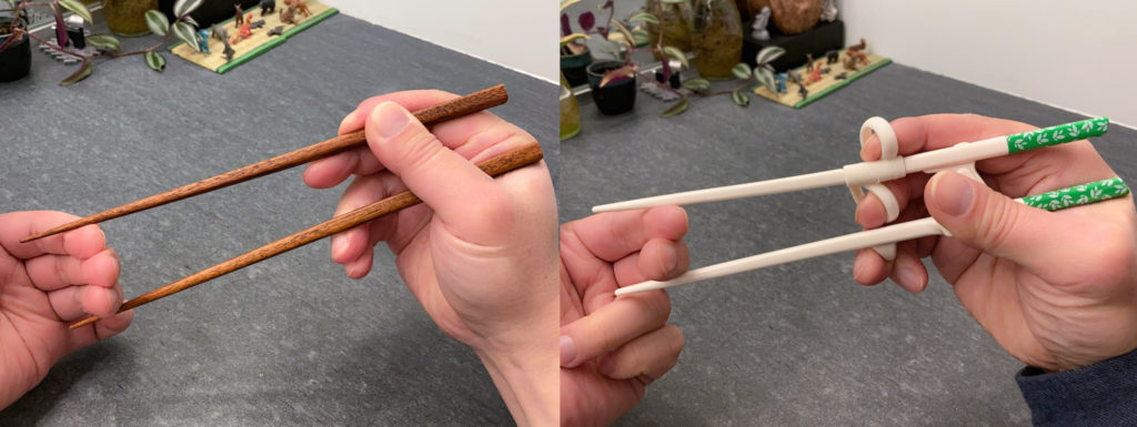 Compression test - Exoskeleton Edison chopsticks vs plain chopsticks