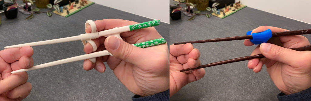Exo-placement chopsticks - Ishida Proper chopsticks vs Edison exoskeleton chopsticks - compression test