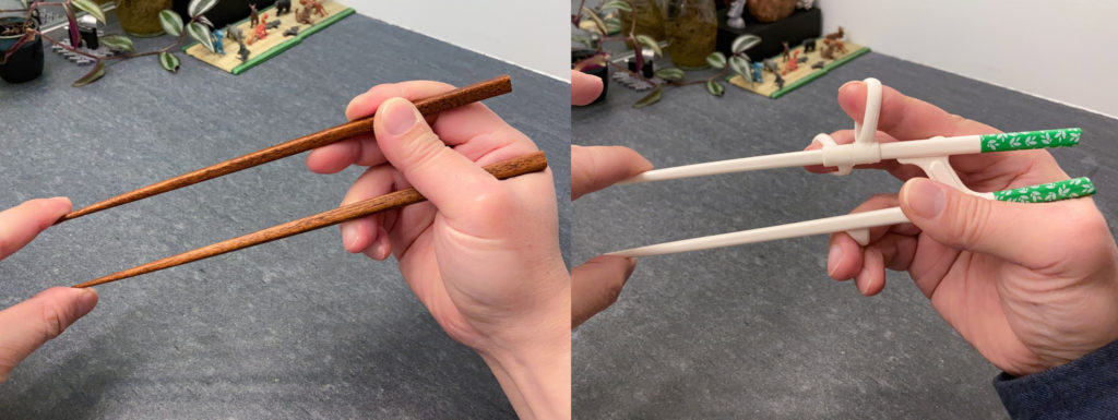 Extension test - Exoskeleton Edison chopsticks vs plain chopsticks