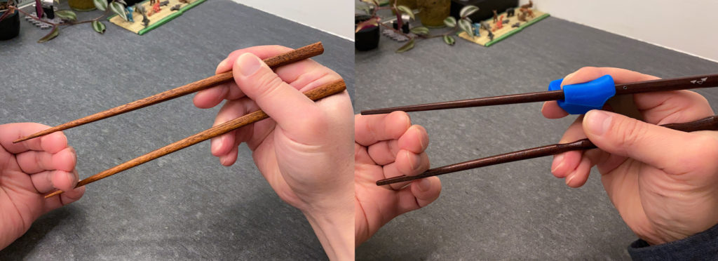 Compression test - Exo-placement Ishida Proper chopsticks vs plain chopsticks