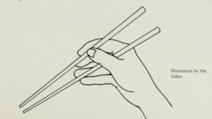 From hand to mouth - p39 - chopstick grip by Pat Tobin - Equal Opportunity grip - fair use