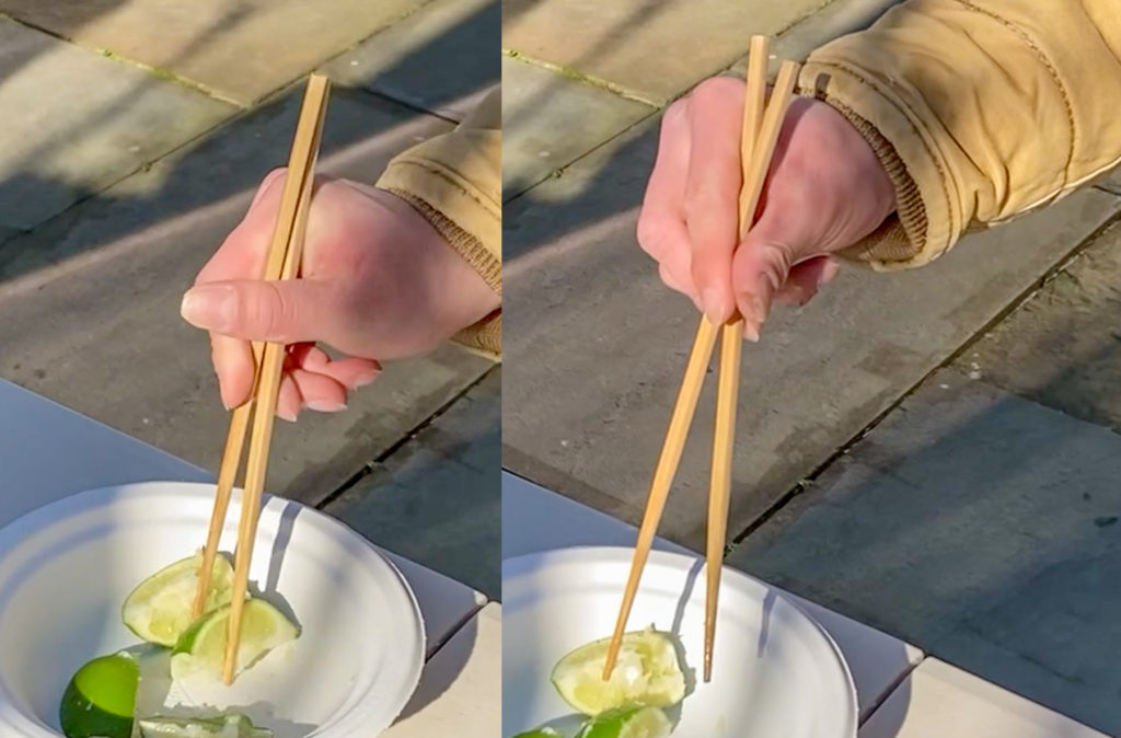 Marcosticks - Sideway Lateral - Header Image - User44 - compressed payload posture 1 vs Relaxed open posture 0 - IMG_5017 - chopstick grip