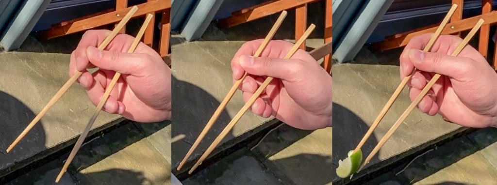 Marcosticks - User41 - Standard Grip - lefthanded mirrored - seq pos1 pos2 pos4 - comparing to Lateral chopstick grips - video IMG_5014